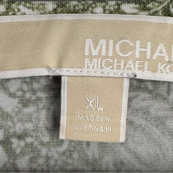 Michael Kors Dress Womens Extra Large Green Paisley Tie Waist Ruffle A Line - Picture 8 of 13